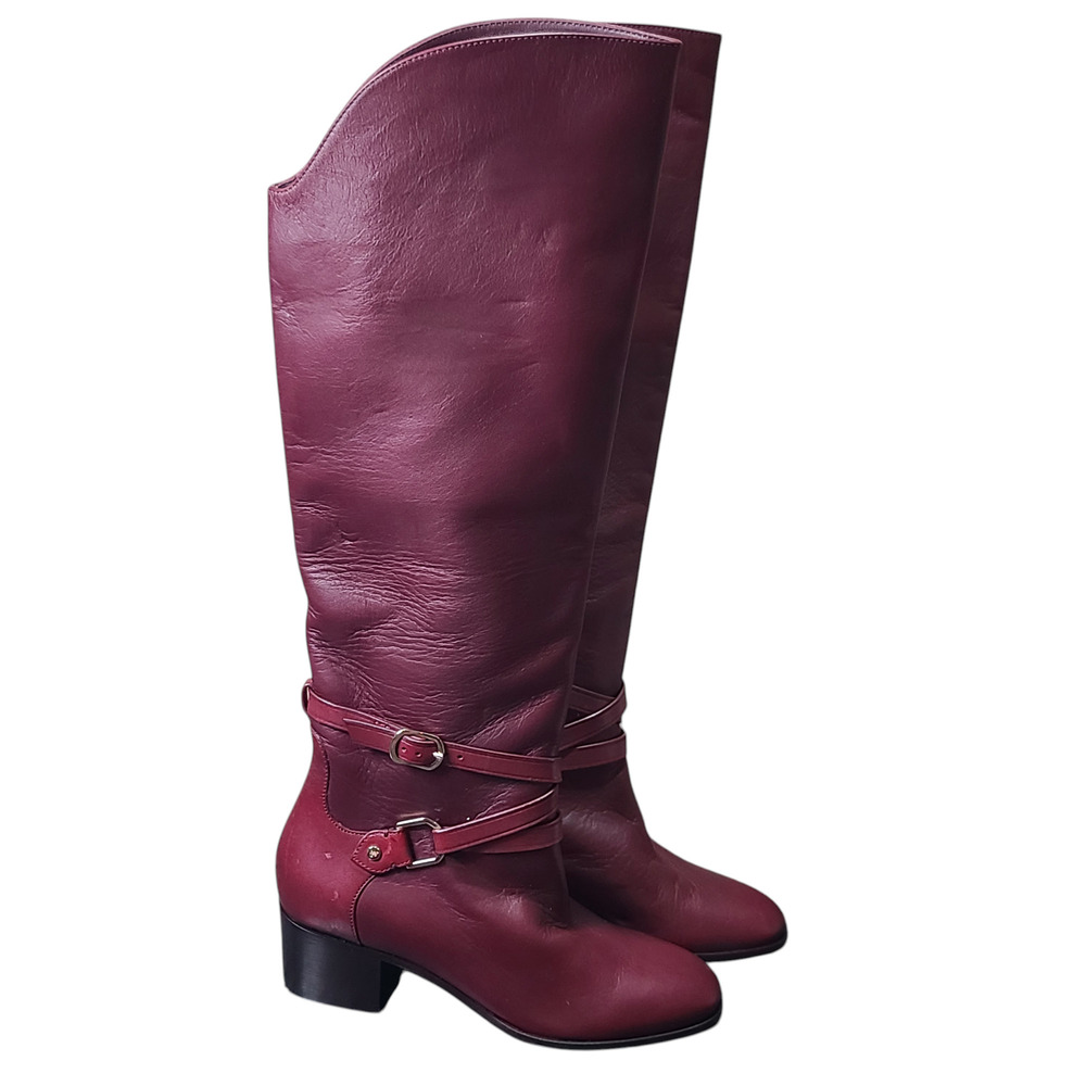 Jimmy Choo Women's Burgundy Huxlie 45mm Boots - EU 34.5/ US 4.5 *See Description - Picture 2 of 6